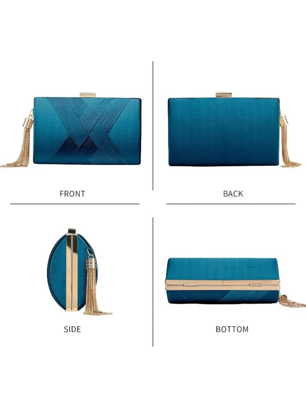 👜 Women's Lake Blue Tassel Evening Clutch bag Crossbody Night out Clutch Purses